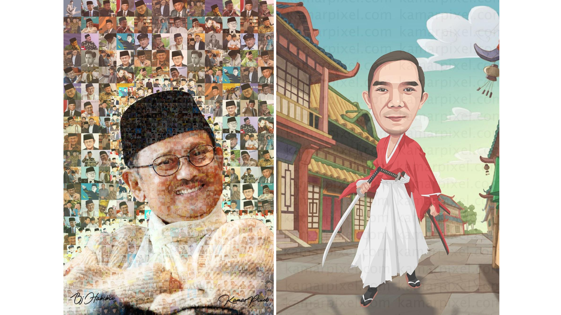 Custom caricature and photo mosaic collage examples by Kamarpixel